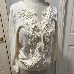 Ann Taylor Loft Cream 3/4 sleeve cardigan